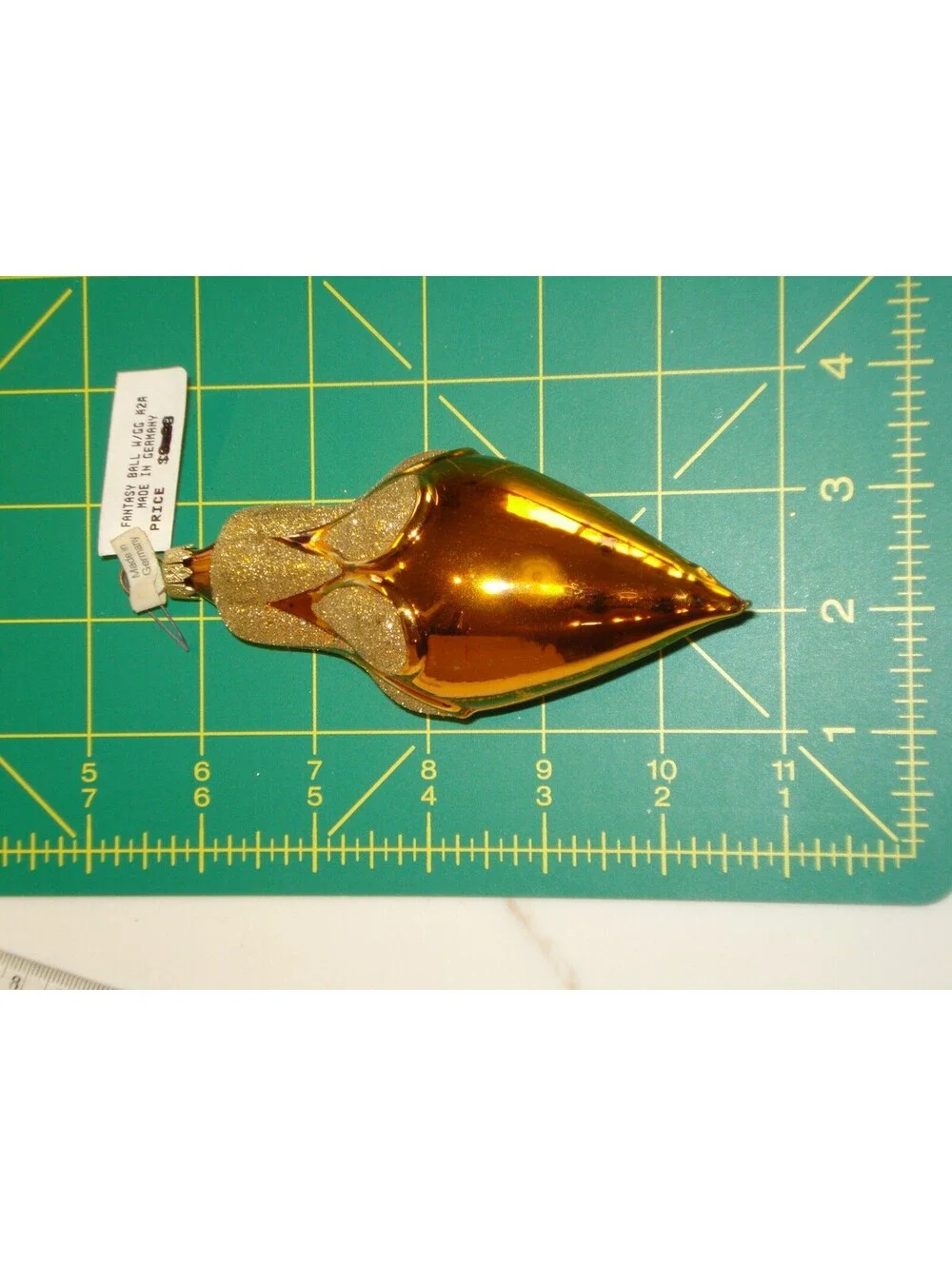 BNWT Vintage German Gold and Copper Cone Shaped Glass Christmas Ornament
